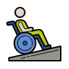 person going through an upward slope with his wheelchair